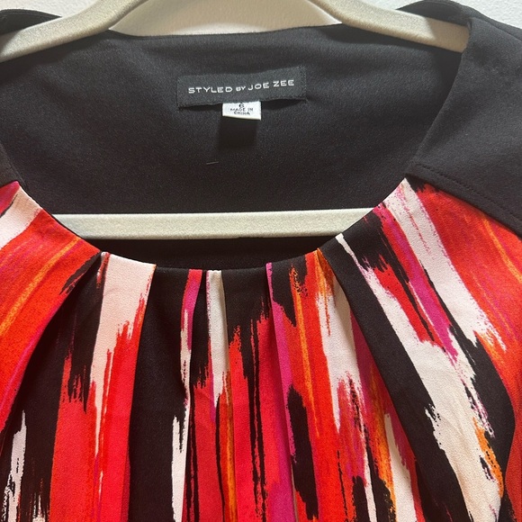 Styled by Joe Zee Watercolor Printed Dress Size 6 Black / Fuchsia / red - Picture 5 of 5